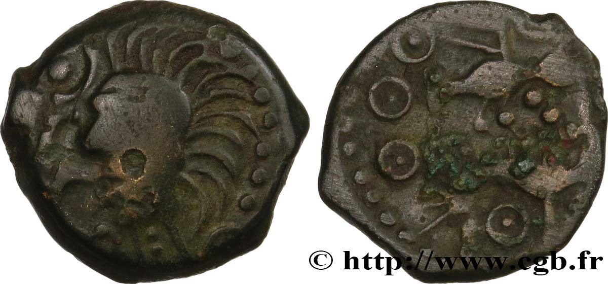GALLIA BELGICA - MELDI (Regione di Meaux) Bronze à l’aigle et au sanglier, classe II q.BB