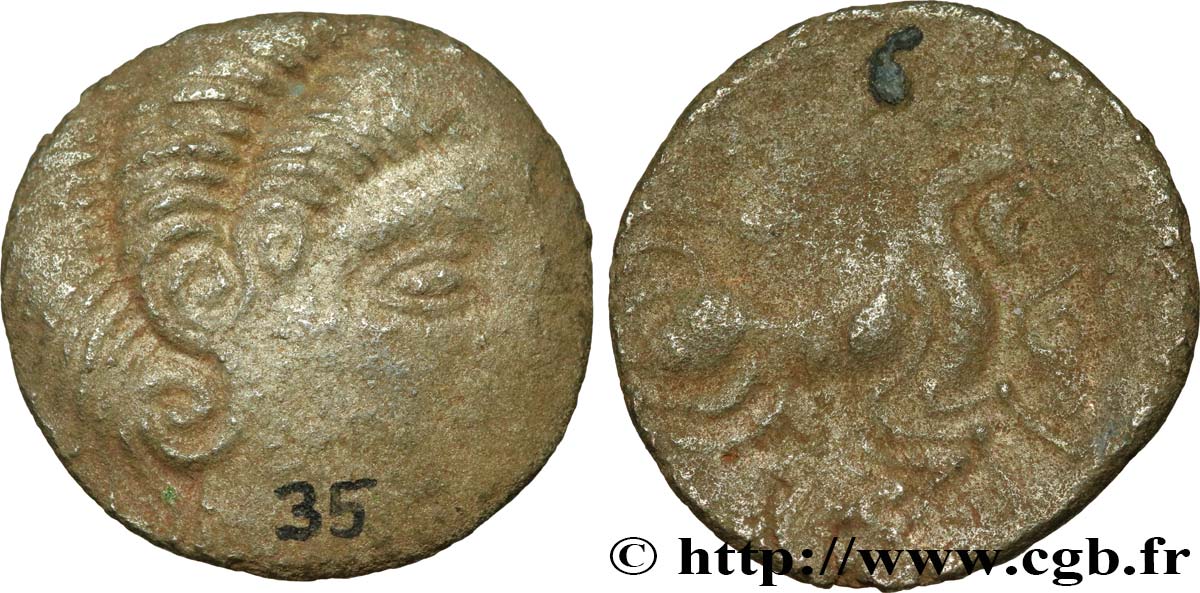 GALLIA - ARMORICA - CORIOSOLITÆ (Región de Corseul, Cotes d Armor) Statère de billon, classe III au nez en epsilon BC+/BC