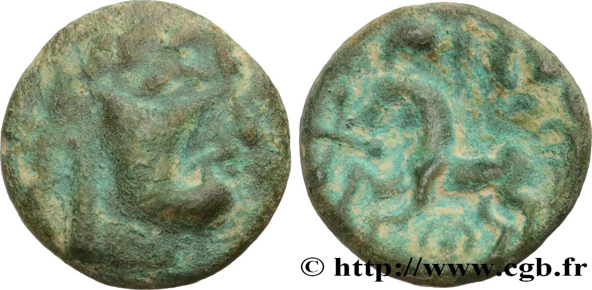 GALLIA BELGICA - AMBIANI (Regione di Amiens) Bronze au cheval, BN 8430 q.BB/BB
