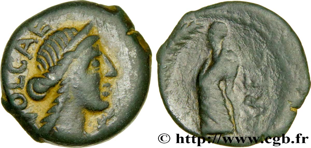GALLIEN - SÜDWESTGALLIEN - VOLCÆ ARECOMICI (Region die Nîmes) Bronze au Démos, VOLCAE AREC fVZ/SS