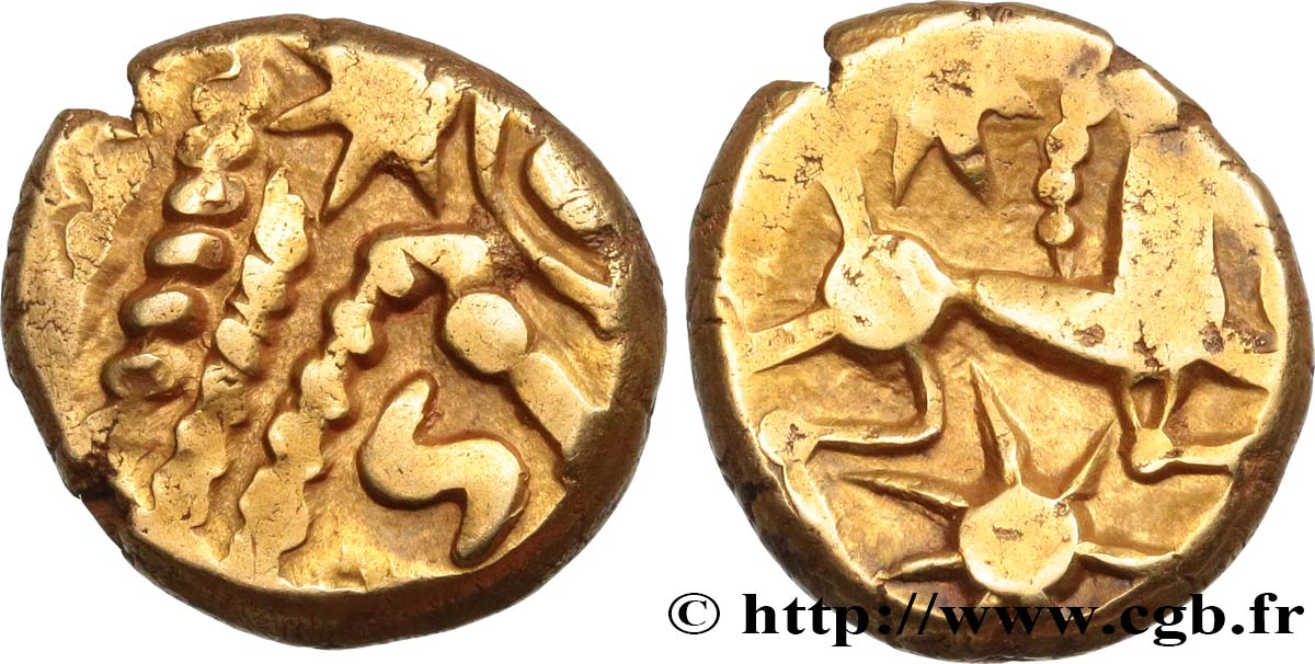 GALLIA - BELGICA - BELLOVACI (Regione di Beauvais) Statère d or à l astre, cheval à droite SPL