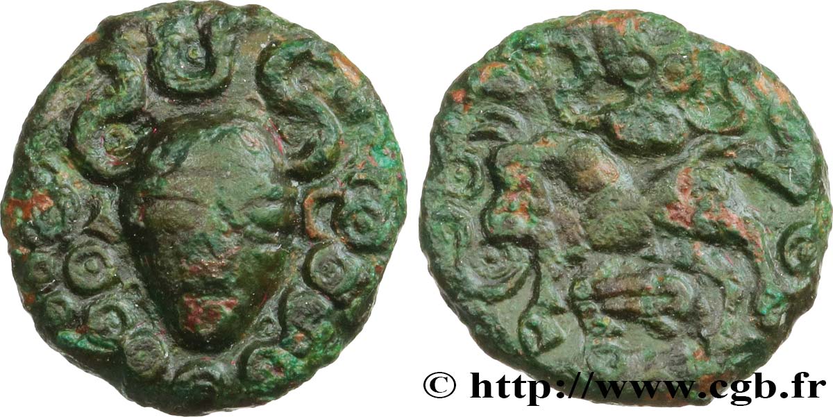 GALLIA BELGICA - AMBIANI (Regione di Amiens) Bronze au personnage de face et aux torques q.SPL