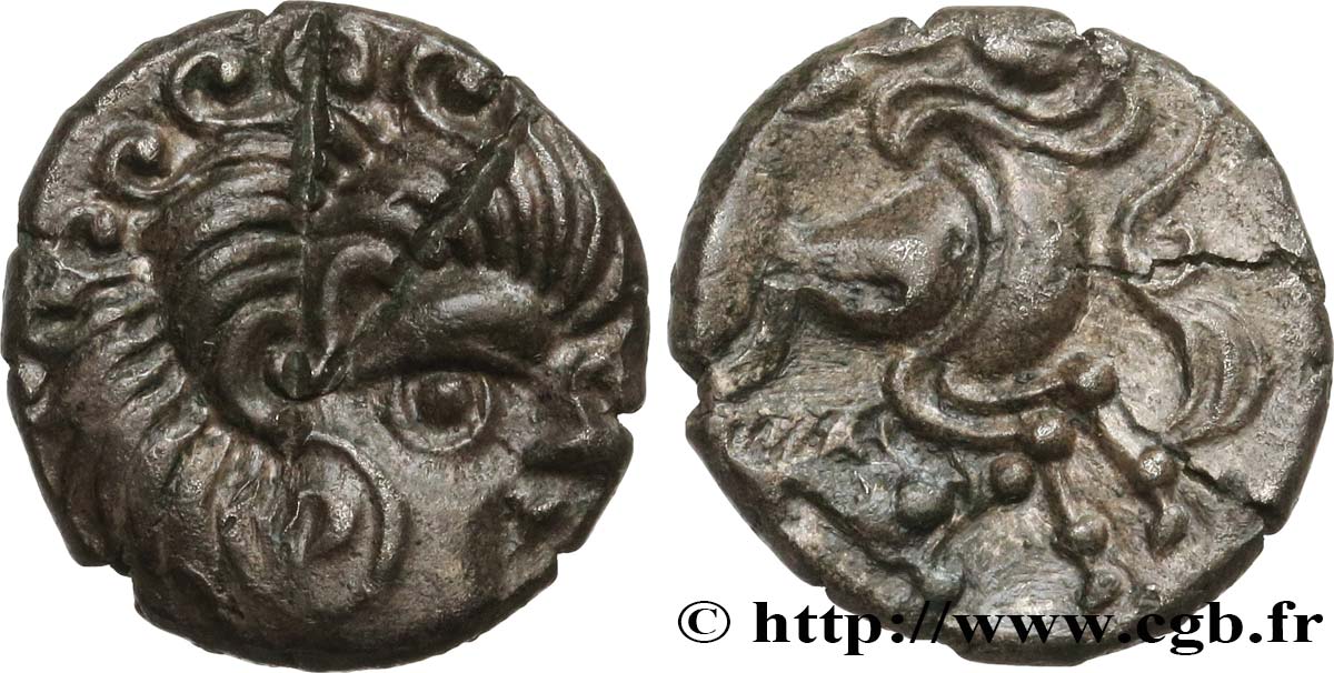GALLIA - ARMORICA - CORIOSOLITÆ (Región de Corseul, Cotes d Armor) Quart de statère de billon, classe III au nez en epsilon SC/EBC