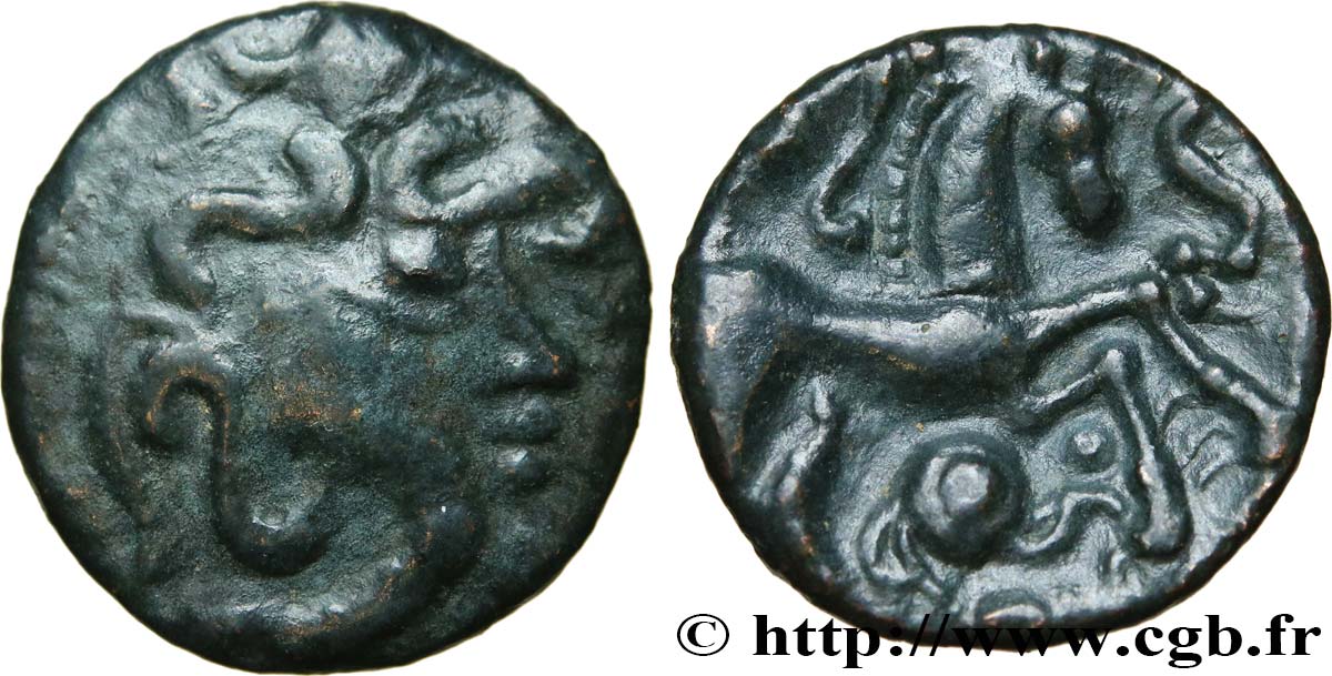 GALLIA BELGICA - AMBIANI (Regione di Amiens) Bronze au cheval et à la tête coupée q.SPL
