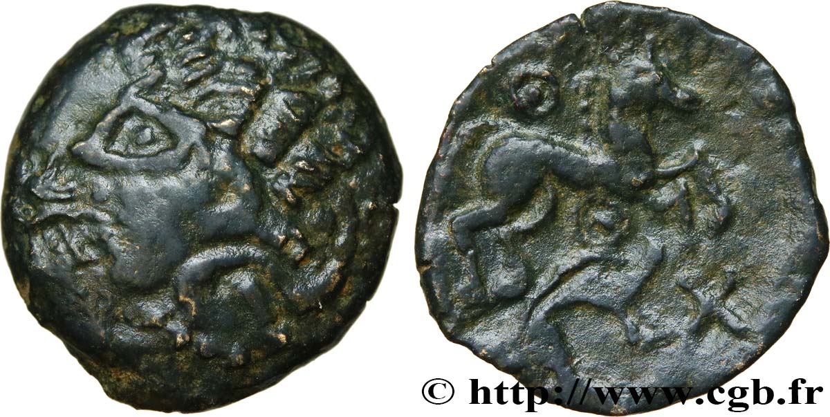 GALLIA - AULERCI EBUROVICES (Región d Evreux) Bronze au cheval et au sanglier MBC