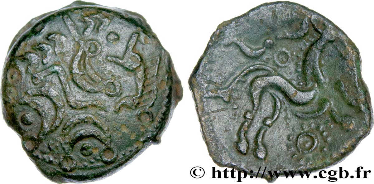 GALLIA - AULERCI EBUROVICES (Area of Évreux) Bronze au cheval, dérivé de types belges AU