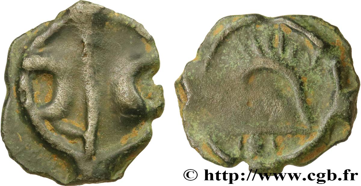 GALLIEN - BELGICA - LINGONES (Region die Langres) Potin OYINDIA à la tête janiforme, stylisé fSS