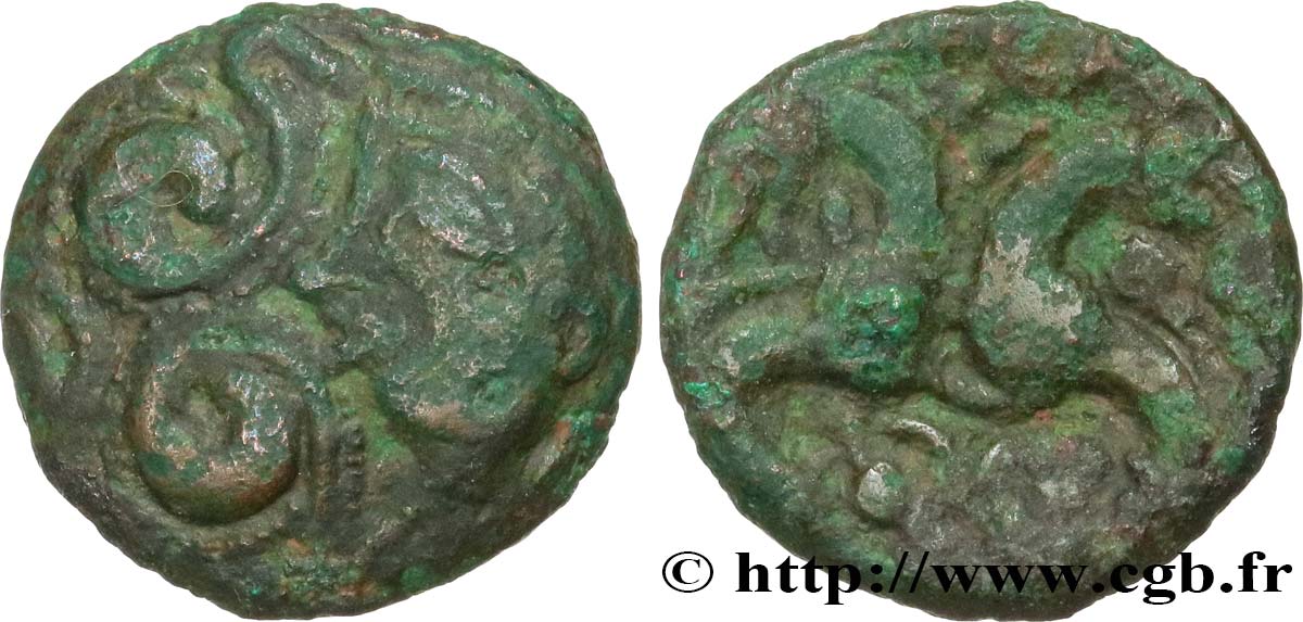 GALLIA BELGICA - AMBIANI (Región de Amiens) Bronze aux hippocampes adossés, BN. 8526 BC+