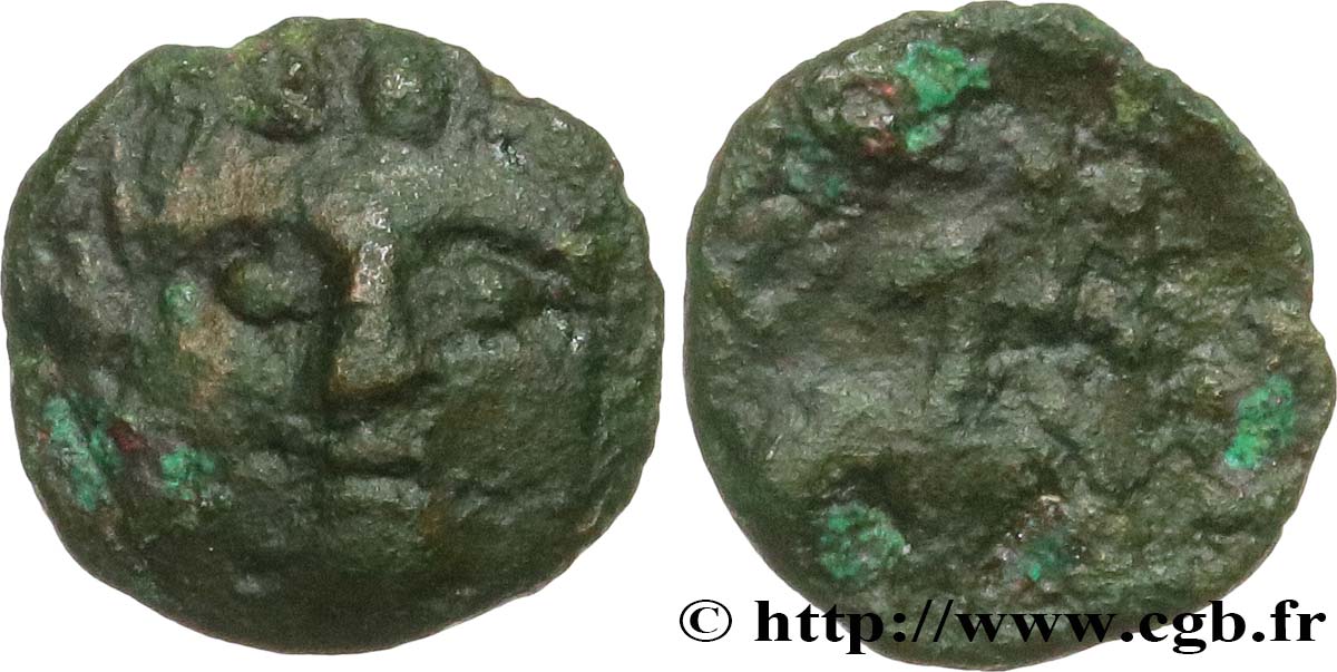 SEGUSIAVI / ÆDUI, Inciertas (Región de Feurs (Forez) / Mont-Beuvray) Bronze SECISV à la tête de face MBC/BC+