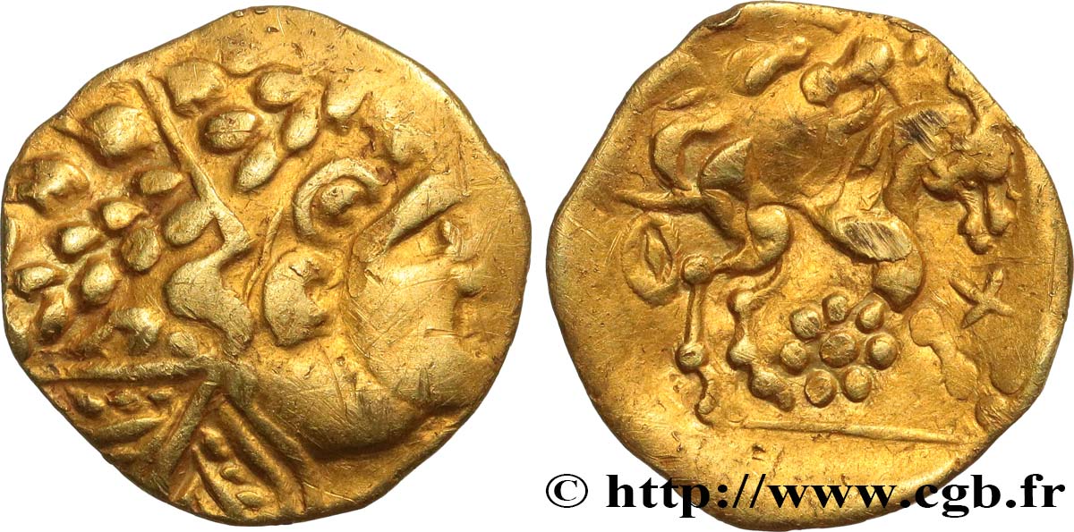 GALLIA BELGICA - AMBIANI (Area of Amiens) Quart de statère “à la tête d indien” XF