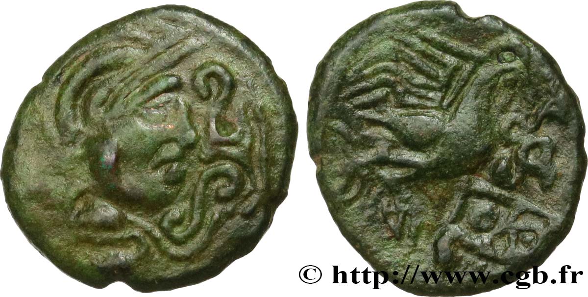 GALLIA BELGICA - BELLOVACI (Area of Beauvais) Bronze au coq, “type de Lewarde” DT.518 AU