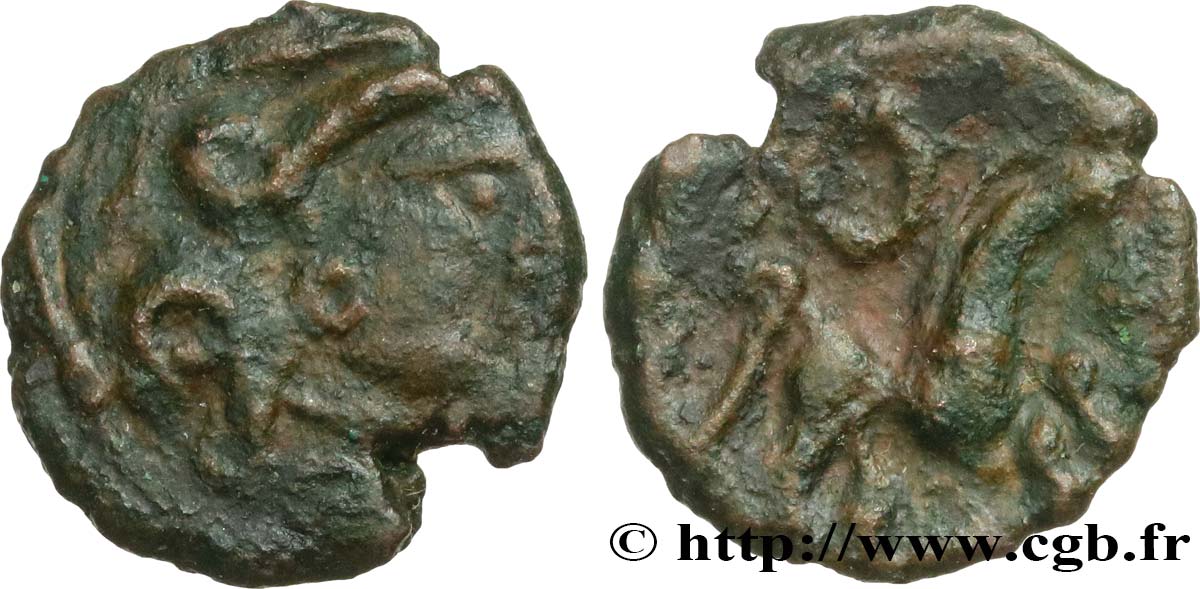 GALLIEN - BELGICA - AMBIANI (Region die Amiens) Bronze au cheval, BN 8432 fSS