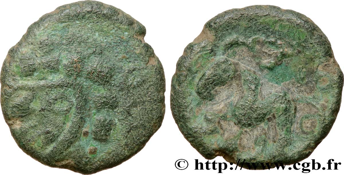 AMBIANI (Area of Amiens) Bronze au cheval et à la tête barbue, DT. 379 VF