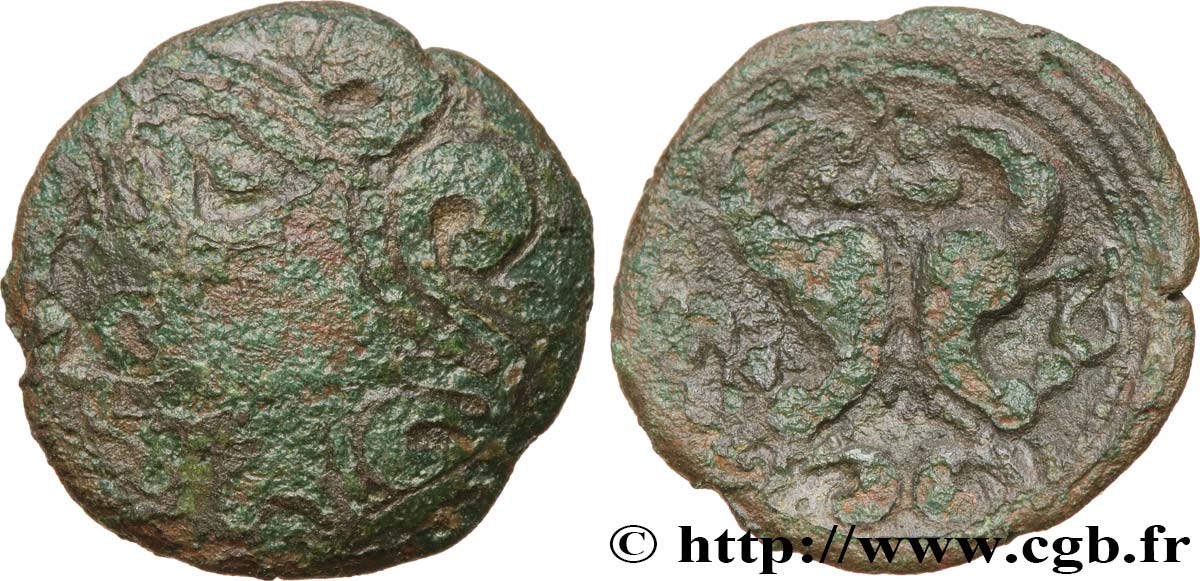 GALLIEN - BELGICA - AMBIANI (Region die Amiens) Bronze aux hippocampes adossés, BN. 8526 SGE/fSS