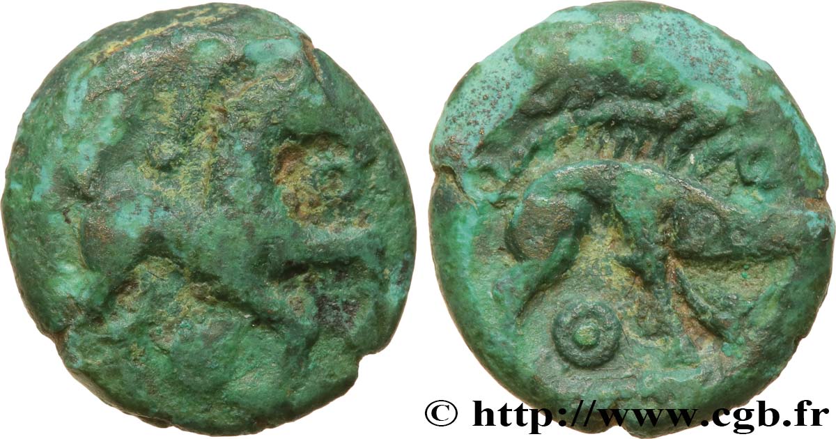 GALLIA BELGICA - AMBIANI (Región de Amiens) Bronze au cheval et au sanglier, “type des dépôts d’Amiens” MBC