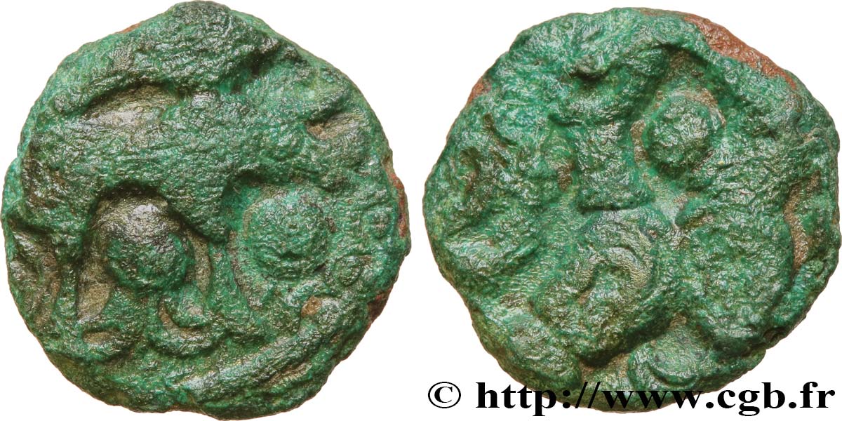 GALLIA BELGICA - AMBIANI (Región de Amiens) Bronze aux bœufs adossés, BN 8524 BC+