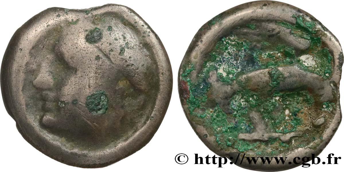 GALLIA - CARNUTES (Area of the Beauce) Bronze ou potin (?) à l’aigle et au sanglier VF