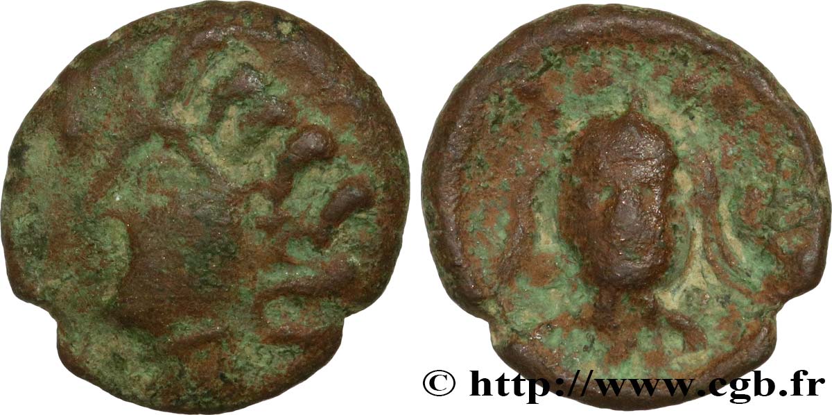 GALLIA BELGICA - AMBIANI (Región de Amiens) Bronze à la tête de face, BN. 8405 BC+