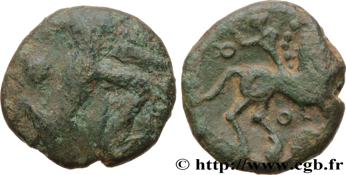 GALLIA - BELGICA - BELLOVACI (Región de Beauvais) Bronze au personnage courant et au cavalier BC/MBC