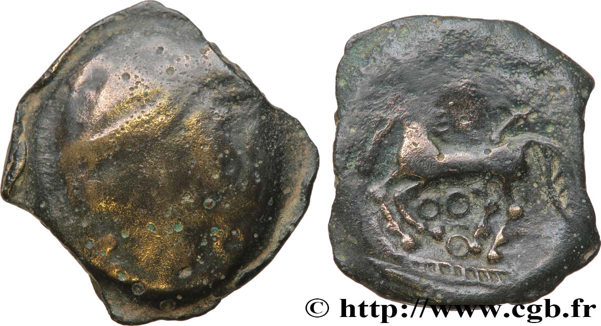 GALLIA - BITURIGES CUBI (Area of Bourges) Bronze au cheval et aux trois annelets VF/VF