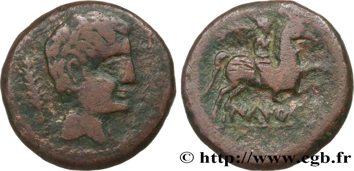HISPANIA - ILTIRKESKEN (Provincia of Tarragona) Unité de bronze au cavalier ou as VF
