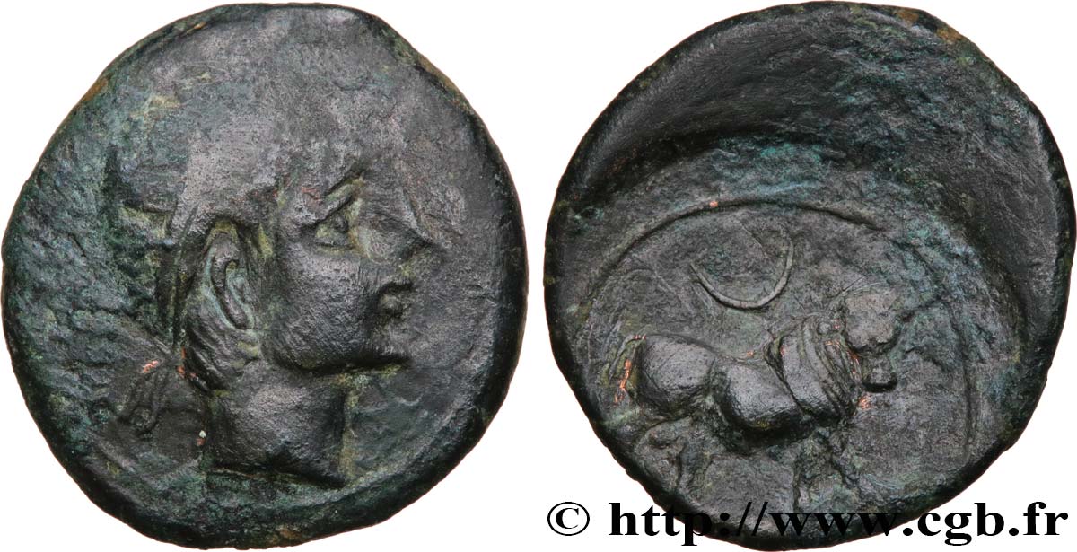 HISPANIA - CASTULO/KASTILO (Province de Jaen/Calzona) Demi-unité de bronze ou semis au taureau TTB