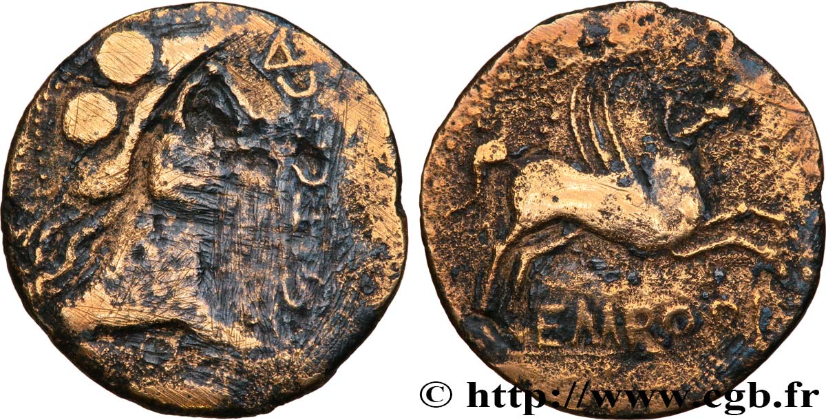 HISPANIA -INDIGETES - EMPORIA / UNTIKESKEN (Provincia de Gerona - Ampurias) Unité de bronze ou as BC