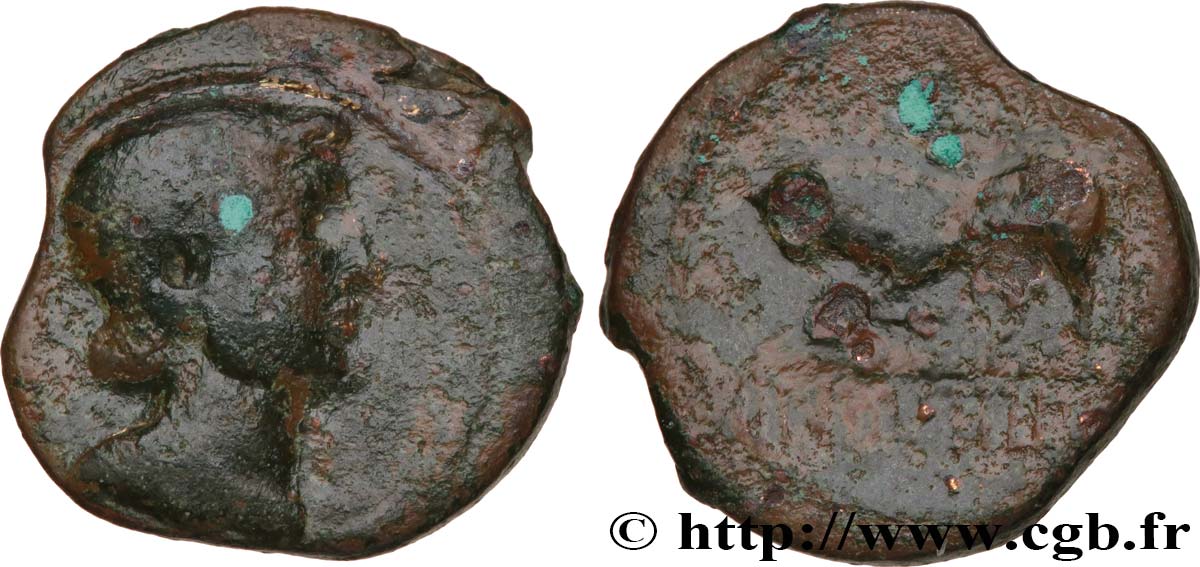 GALLIA BELGICA - REMI (Area of Reims) Bronze GERMANVS INDVTILLI au taureau (Quadrans) VF