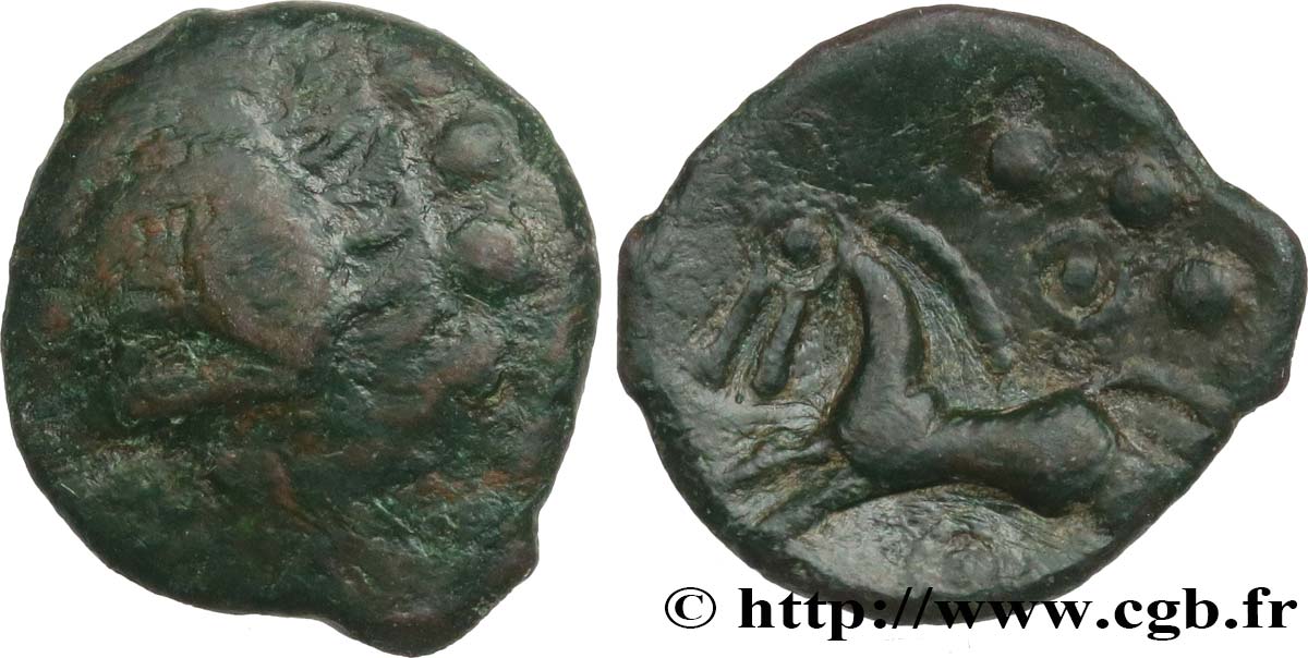 GALLIEN - BELGICA - REMI (Region die Reims) Bronze au cheval et aux annelets fSS
