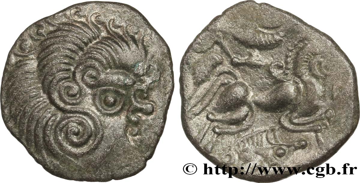 CORIOSOLITES (Région de Corseul, Cotes d Armor) Statère de billon, classe III au nez en epsilon TTB+
