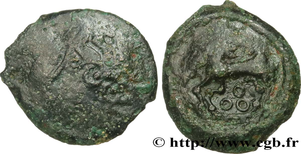 GALLIA - BITURIGES CUBI (Regione di Bourges) Bronze au cheval et aux trois annelets MB