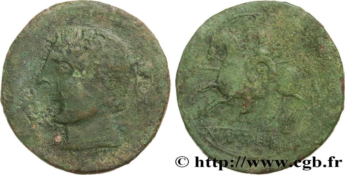 HISPANIA - SPAIN - IKALKUSKEN (Province of Cuenca) Unité de bronze au cavalier ou as VF