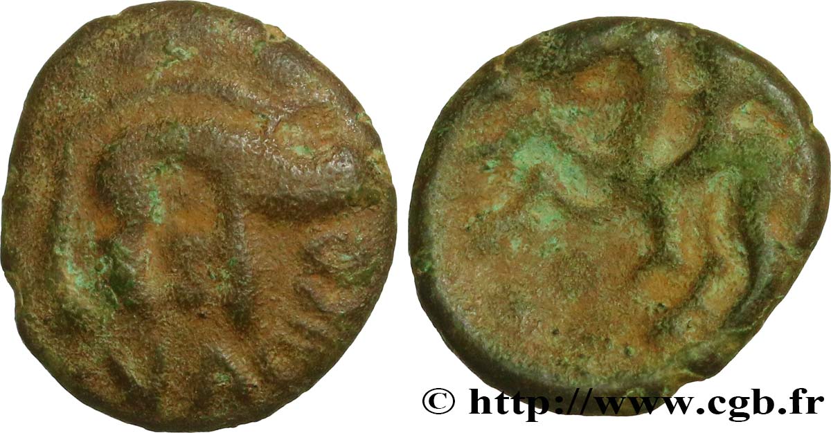 GALLIA BELGICA - AMBIANI (Región de Amiens) Bronze VACIICO, au sanglier et au cavalier BC+