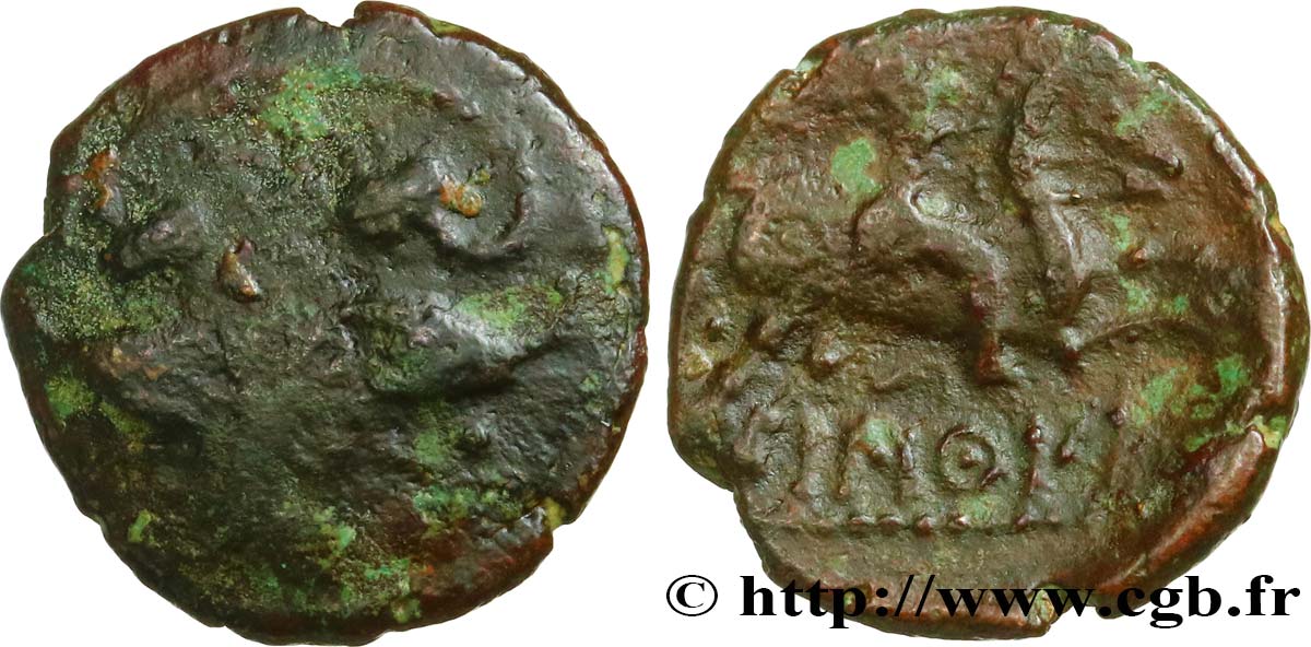 GALLIA BELGICA - AMBIANI (Región de Amiens) Bronze IMONIO au cavalier et aux volutes BC+/MBC