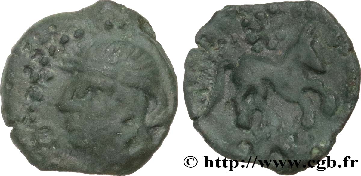 GALLIA - CARNUTES (Area of the Beauce) Bronze au cheval et au sanglier XF/AU