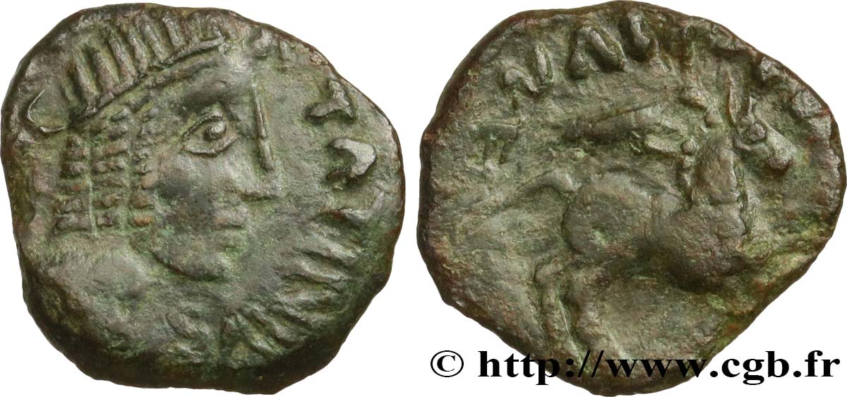 GALLIA - AULERCI EBUROVICES (Area of Évreux) Bronze au cheval et au rapace aurige, TATINIVS ANADGVVMAG-GIVLIOS XF