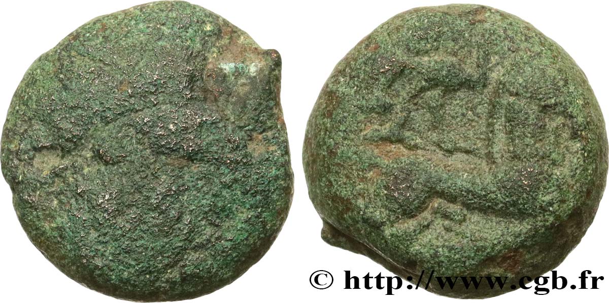 GALLIA - LEMOVICES (Región de Limoges) Statère à la grue, en bronze BC/BC+