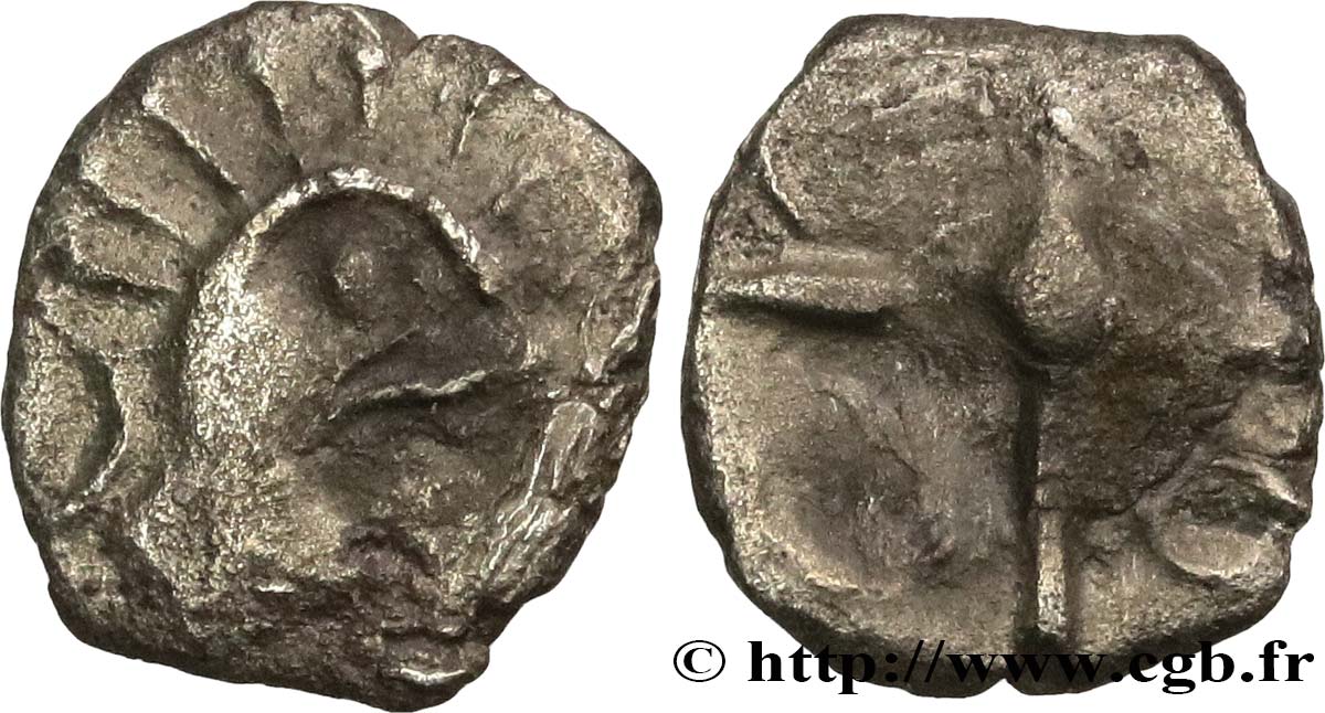 GALLIA - SUDOESTE DE LA GALLIA - NITIOBROGES (Región de Agen) Obole à la tête hirsute, S. 431 BC+