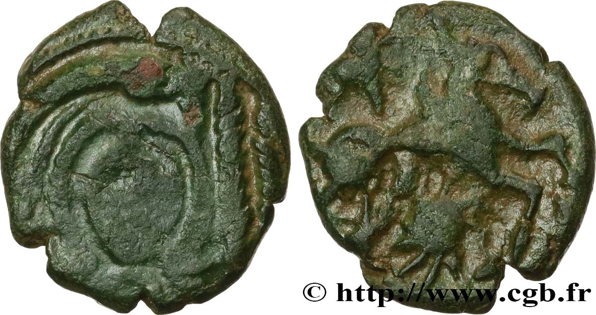GALLIA BELGICA - BELLOVACI (Area of Beauvais) Bronze à la petite tête de face VF