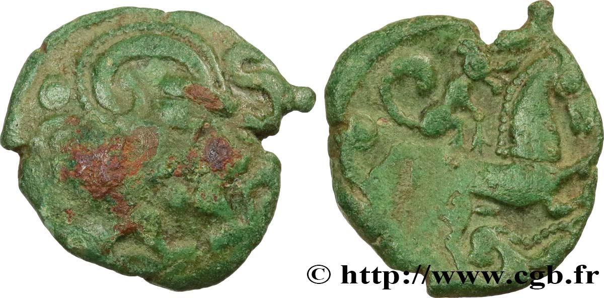 GALLIEN - BELGICA - BELLOVACI, Ungewiß Bronze imitant les drachmes carnutes LT. 6017 fSS/SS