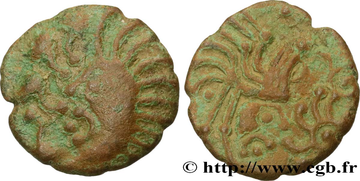 GALLIEN - BELGICA - BELLOVACI (Region die Beauvais) Bronze au coq à tête humaine SS