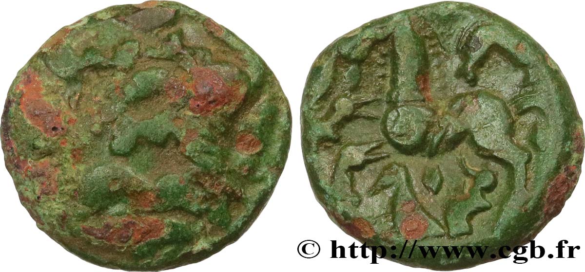 GALLIA BELGICA - AMBIANI (Regione di Amiens) Bronze aux loups affrontés et au cheval q.BB/q.SPL