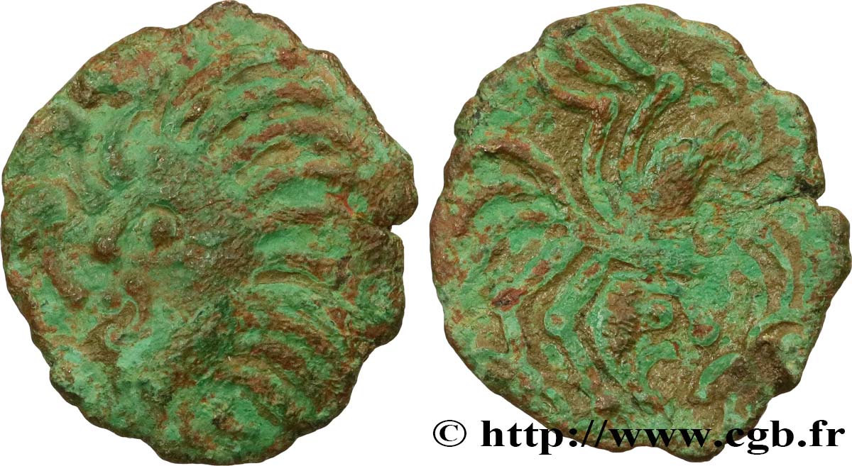 BELLOVAQUES (Région de Beauvais) Bronze au coq à tête humaine TB+