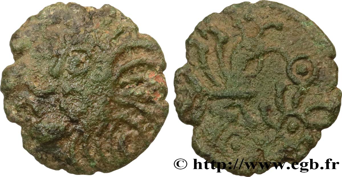 GALLIEN - BELGICA - BELLOVACI (Region die Beauvais) Bronze au coq à tête humaine fSS