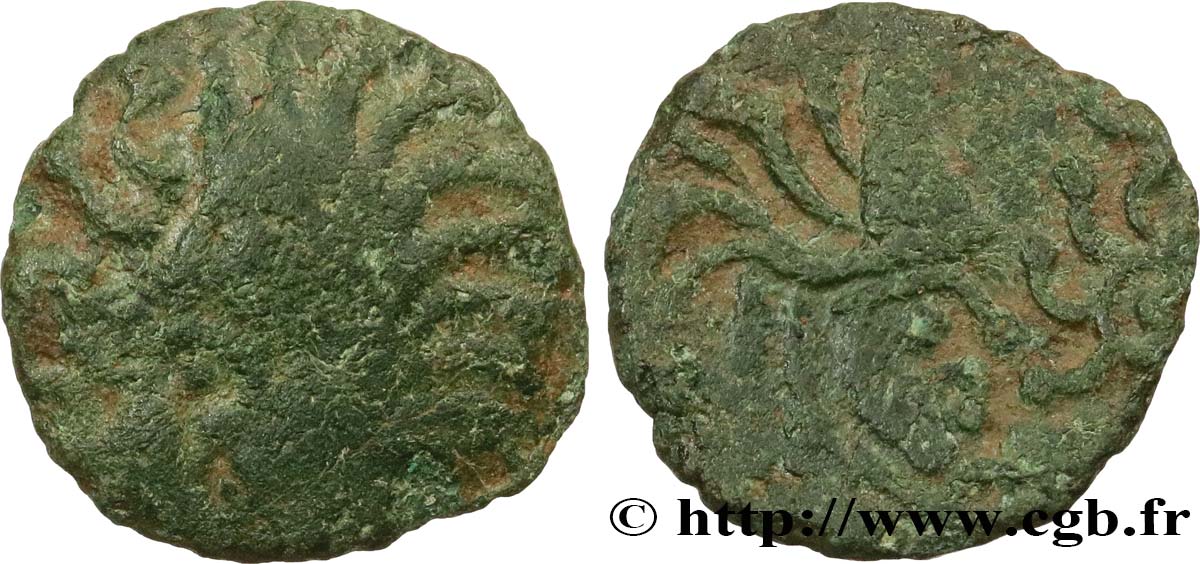GALLIA - BELGICA - BELLOVACI (Región de Beauvais) Bronze au coq à tête humaine BC