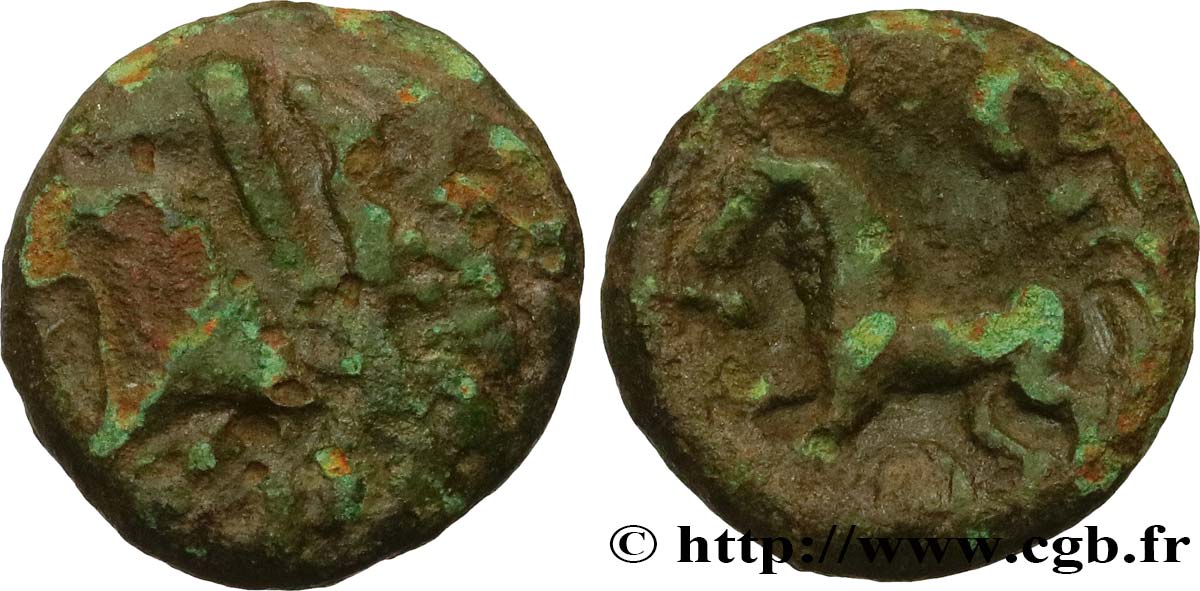 GALLIEN - BELGICA - AMBIANI (Region die Amiens) Bronze au cheval, BN 8430 fSS