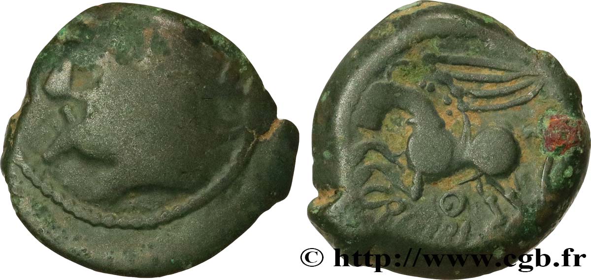 GALLIA BELGICA - SUESSIONES (Región de Soissons) Bronze CRICIRV, barbu BC/MBC