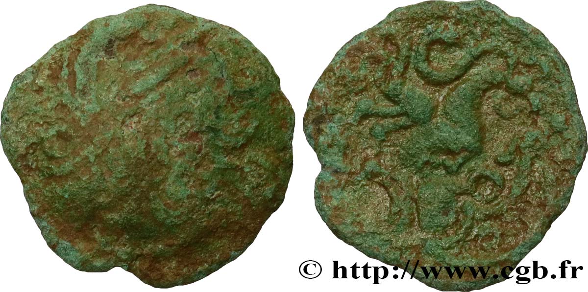 GALLIA BELGICA - BELLOVACI (Area of Beauvais) Bronze au coq, “type d’Hallencourt” F/VF