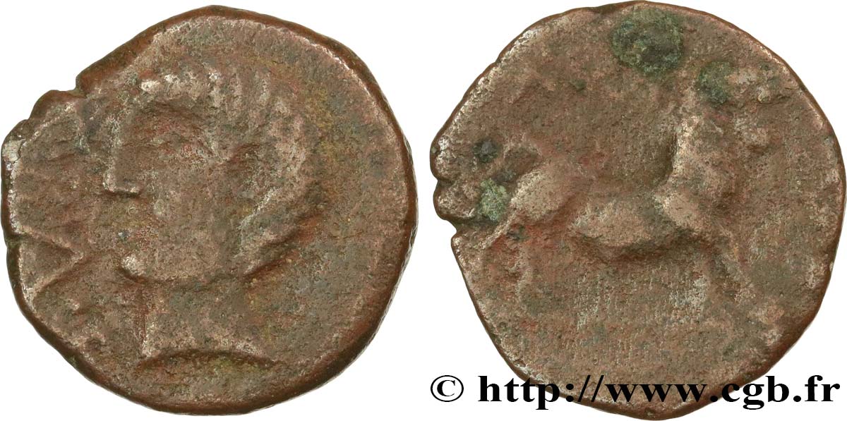 HISPANIA - IBERICO - CASTULO/KASTILO (Province of Jaen/Calzona) Demi-unité de bronze ou semis, tête à gauche VF