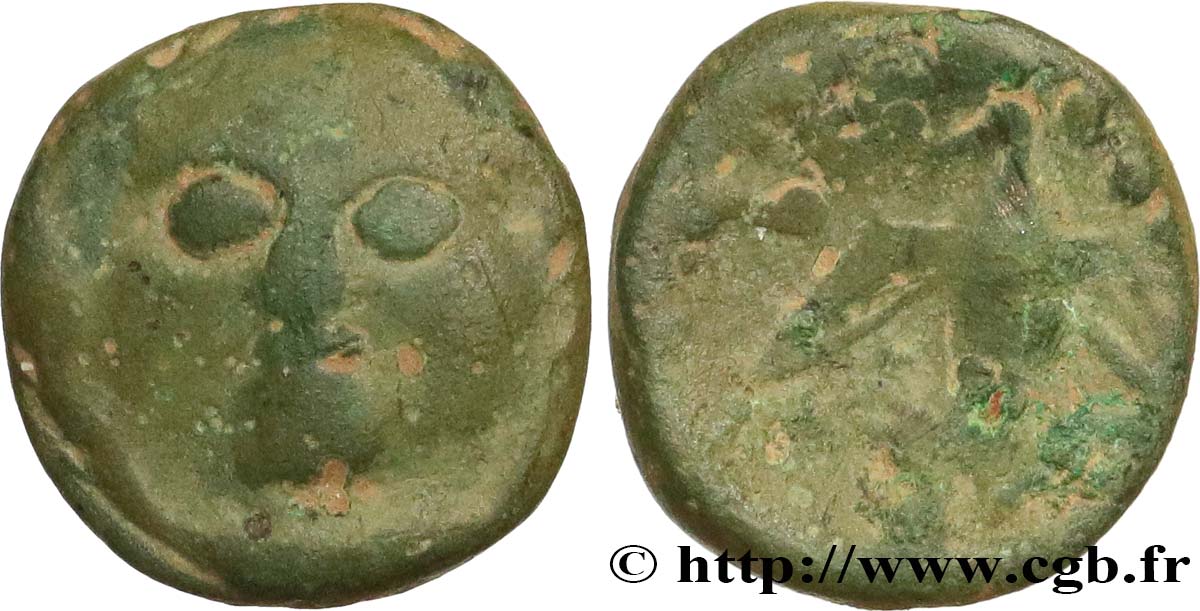 SEGUSIAVI / ÆDUI, Inciertas (Región de Feurs (Forez) / Mont-Beuvray) Bronze SECISV à la tête de face BC+